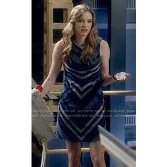 Anthropologie Maeve Antonia Blue Chevron Striped Cotton Dress - Size 4 Petite - Picture 8 of 10